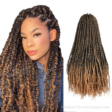 Low Price 24Inch Ombre Brown Long Pre-Twisted Spring Bomb Braids Bulk Passion Twist Crochet Braiding Synthetic Hair Extensions